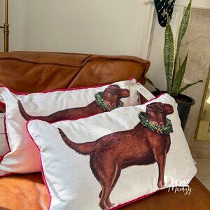 2 Martha Stewart Labrador Dog Pillow Christmas Throw Pillows